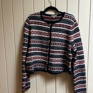 J. Crew Women's Fair Isle Cardigan with Gold Buttons